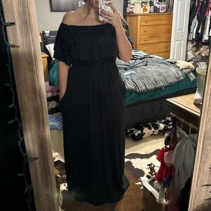 ISH Black Off-Shoulder Maxi Dress